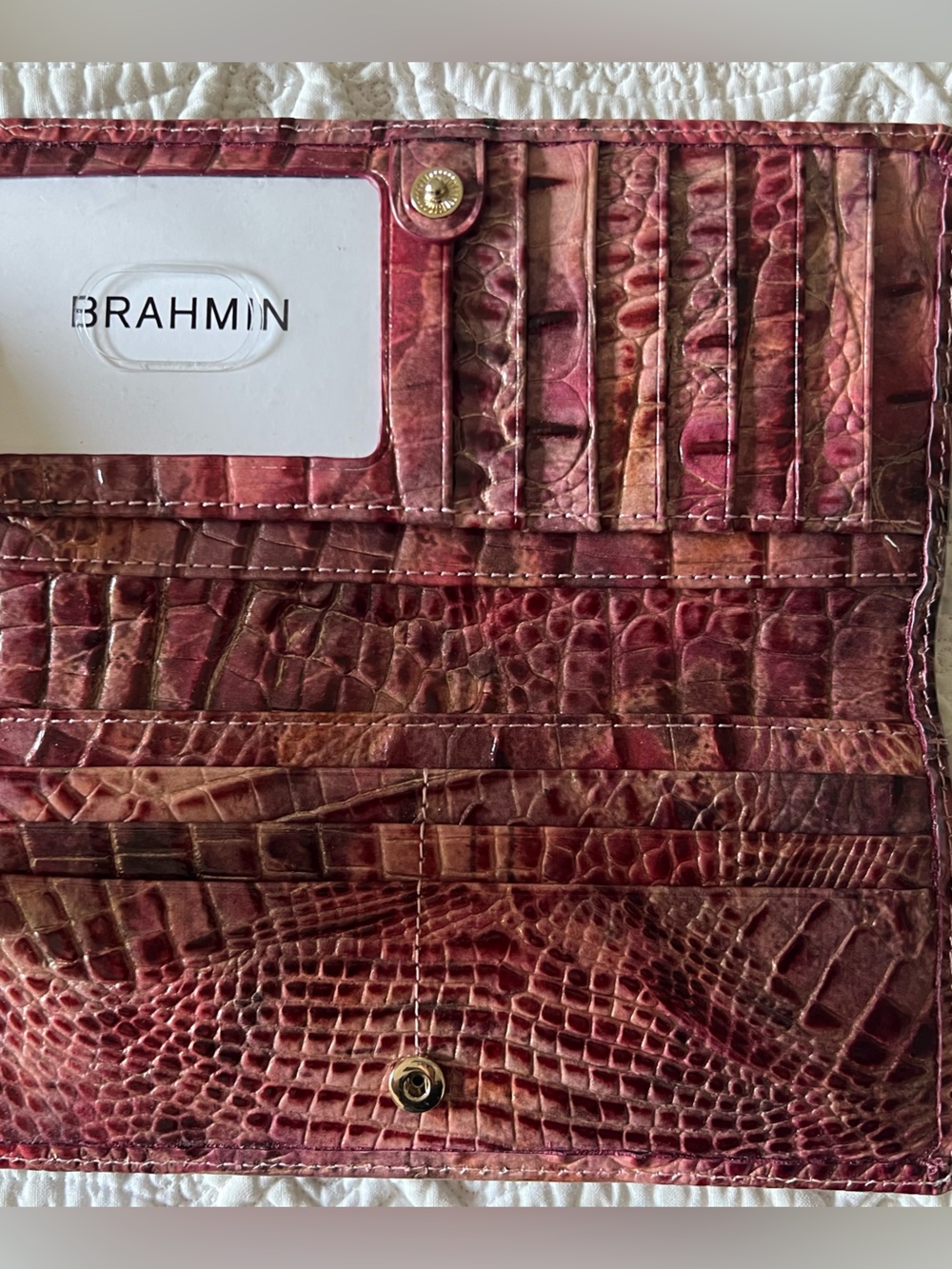 Brahmin Addy Croc-Embossed Leather Clutch Wallet - Picture 4 of 4